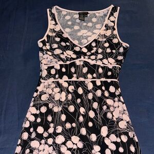 BCBGMaxAzria Black and White Floral Midi Dress